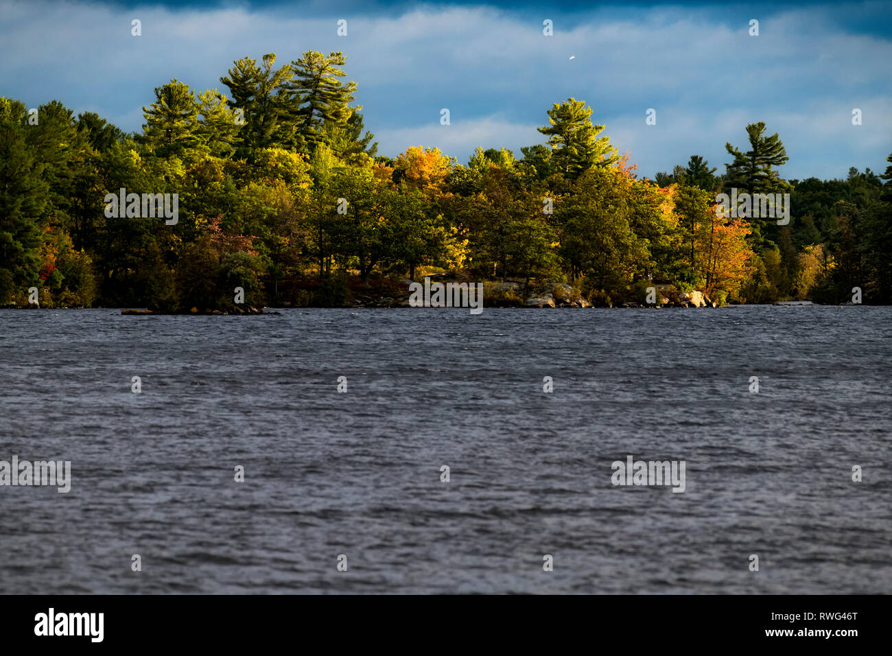 Sun through storm clouds on Buckhorn Lake makes for dramatic lighting