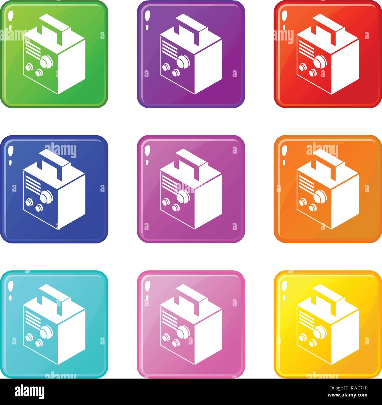 Electro welding machine icons set 9 color collection Stock Vector Image ...