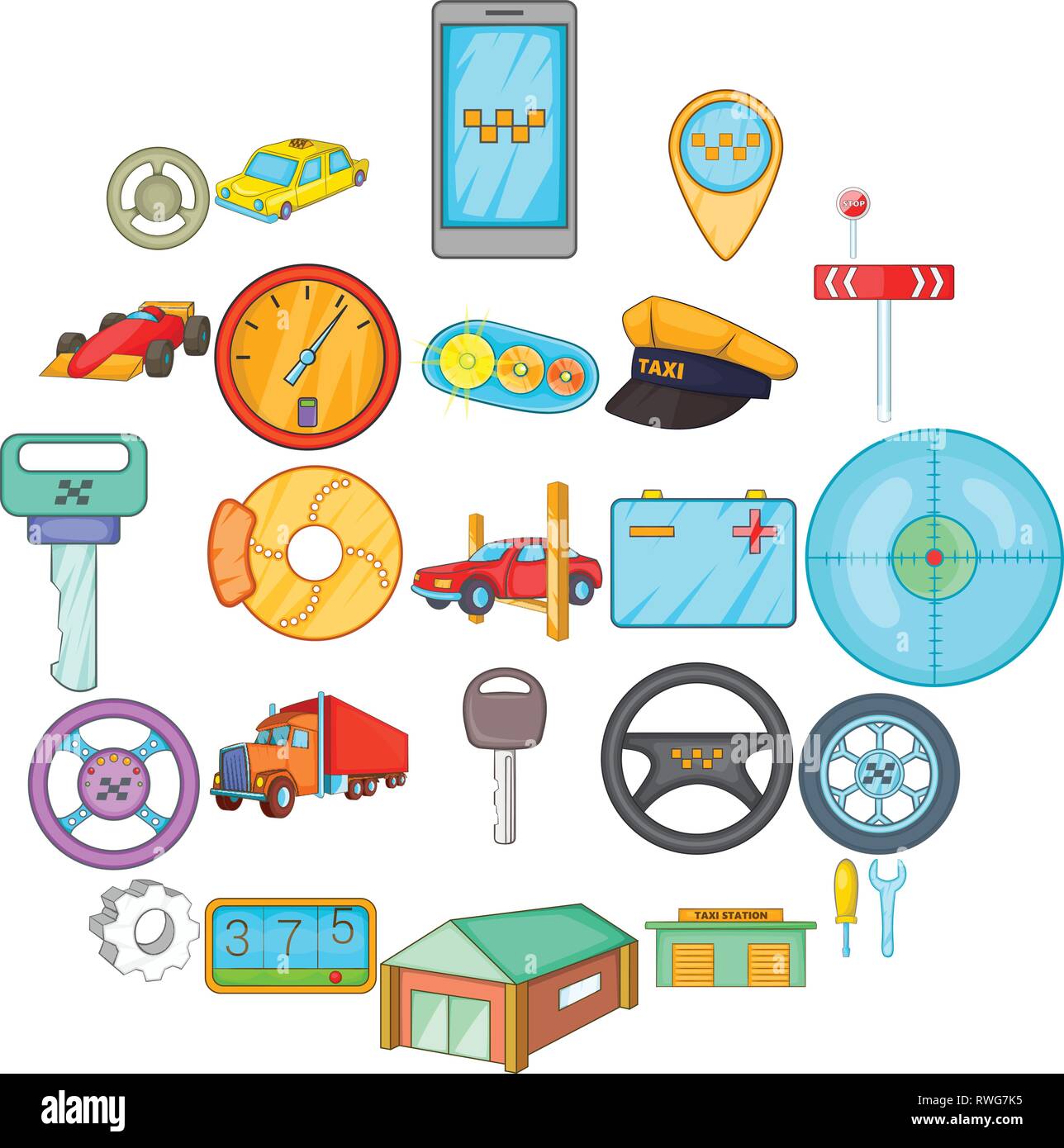 Auto icons set, cartoon style Stock Vector Image & Art - Alamy