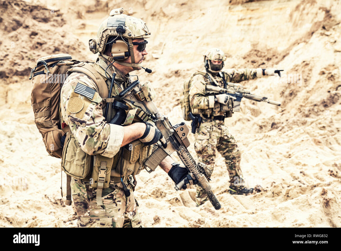 U.S. Army commandos during an enemy reconnaissance mission in the