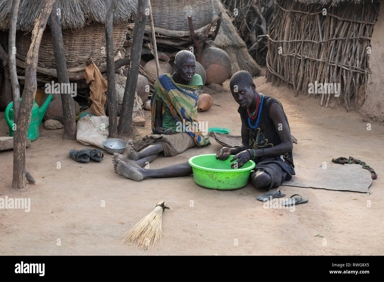 Karamojong women in the village, northern Uganda Stock Photo