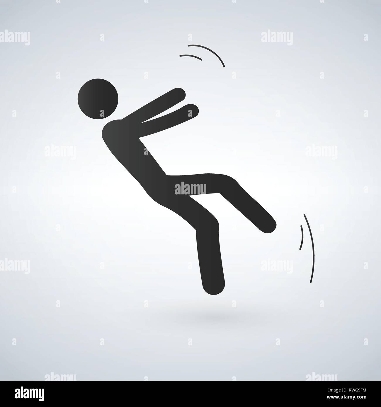 Falling person silhouette pictogram. Vector illustration on white background Stock Vector