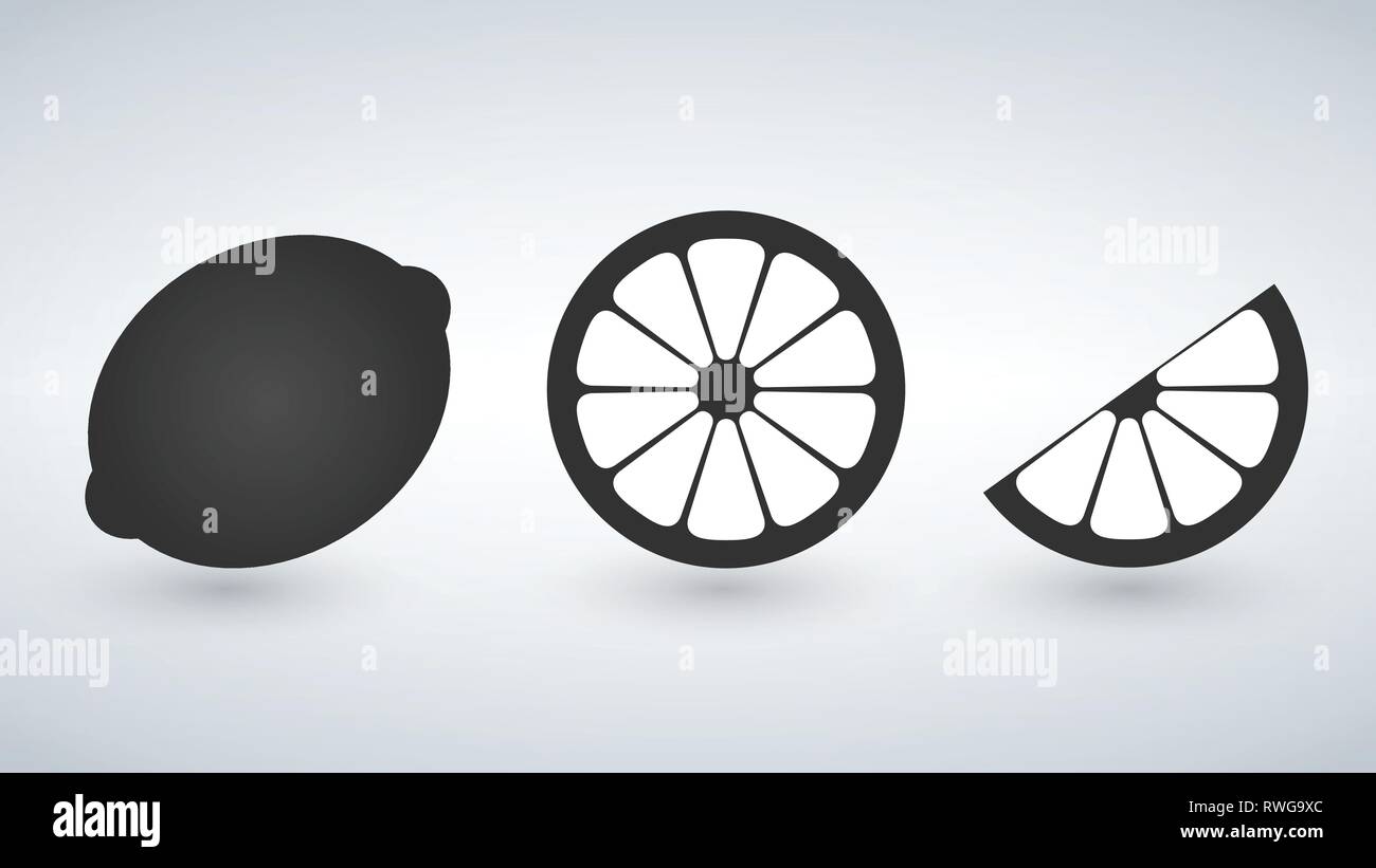 Black Lemon, lime icons set. Vector illustration isolated on white ...