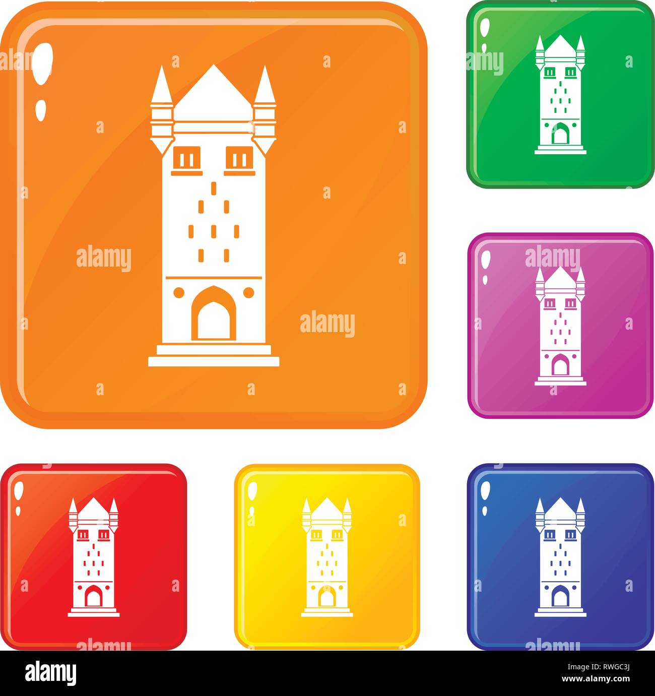 Castle tower icons set vector color Stock Vector Image & Art - Alamy