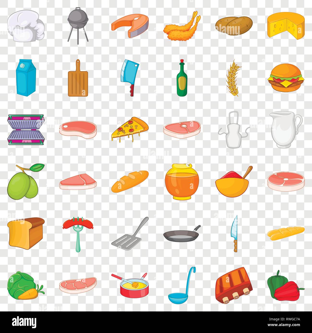 Bbq food icons set, cartoon style Stock Vector Image & Art - Alamy
