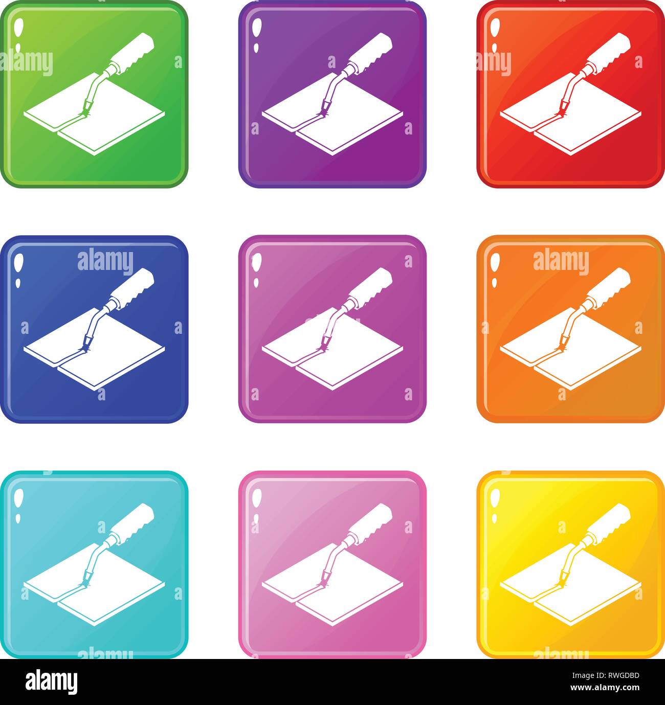 Welding torch icons set 9 color collection Stock Vector