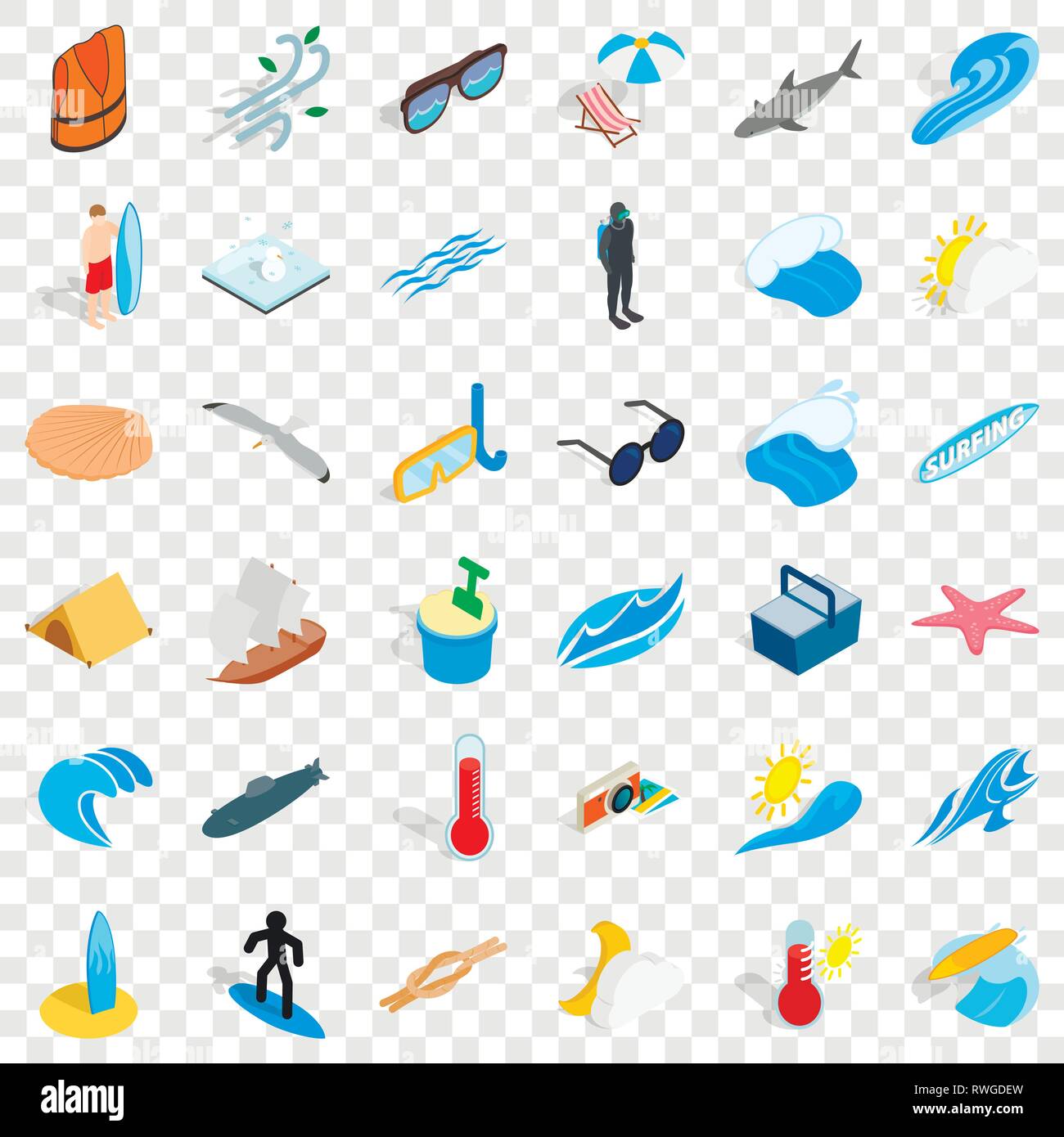 Rest in beach icons set, isometric style Stock Vector Image & Art - Alamy