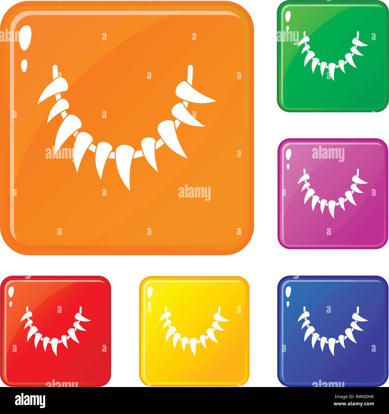 Tooth necklace icons set vector color Stock Vector Image & Art - Alamy