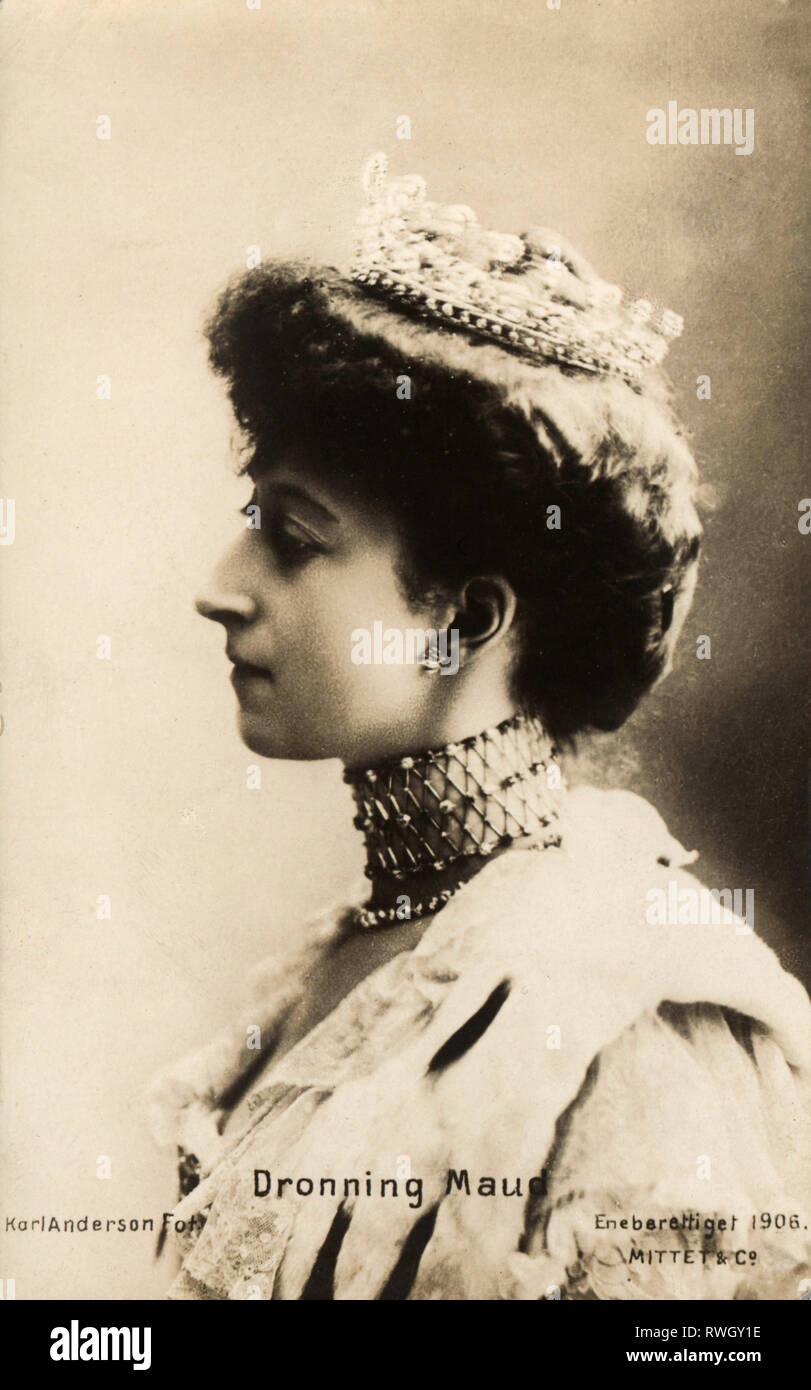 Maud, 26.11.1869 - 20.11.1938, Queen of Norway 18.11.1905 - 20.11.1938, portrait, picture postcard, 1906, Additional-Rights-Clearance-Info-Not-Available Stock Photo