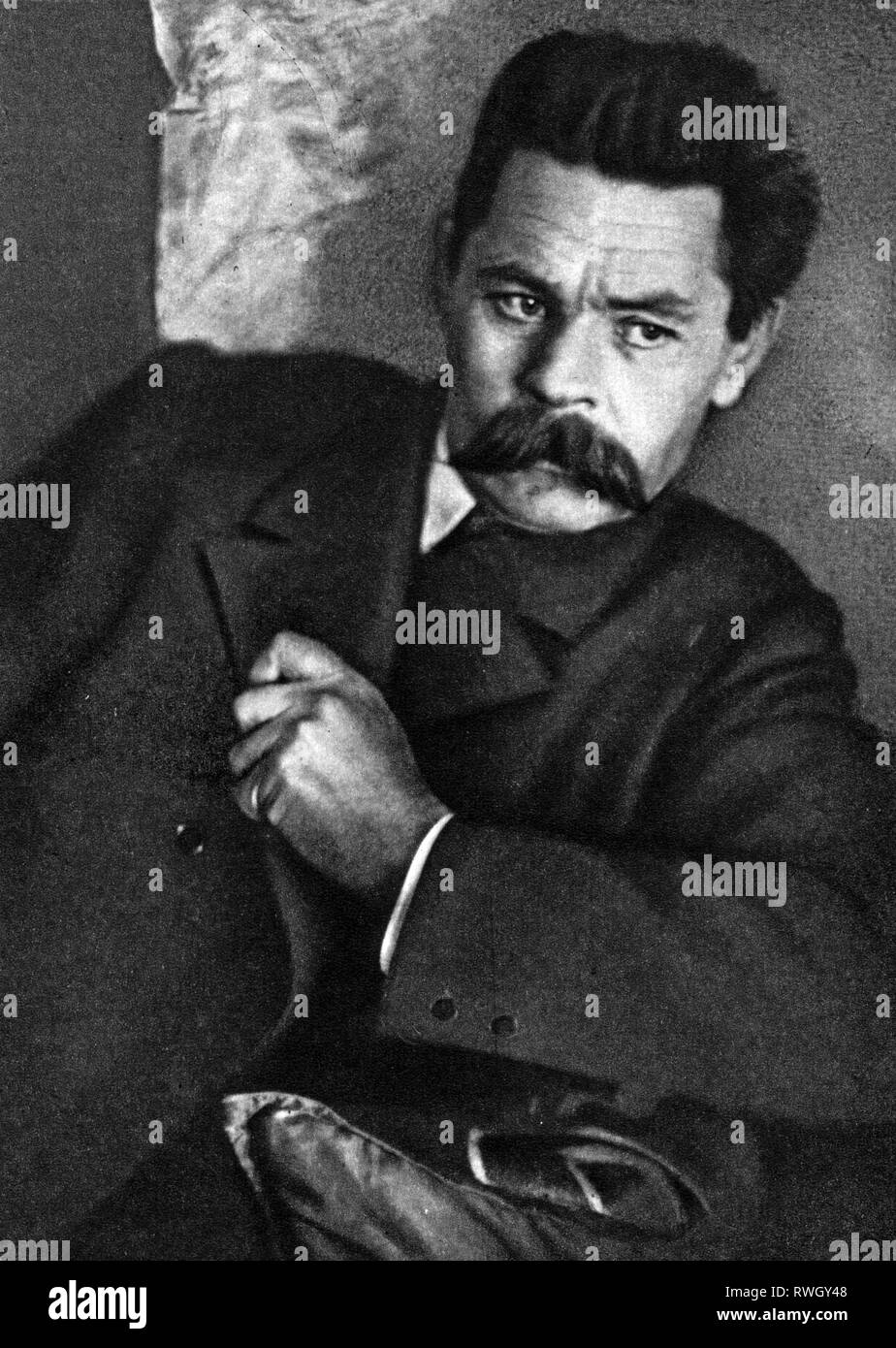 Gorky, Maxim, 28.3.1868 - 18.6.1936, Russian author / writer, half-length, 1916 / 1917, Additional-Rights-Clearance-Info-Not-Available Stock Photo