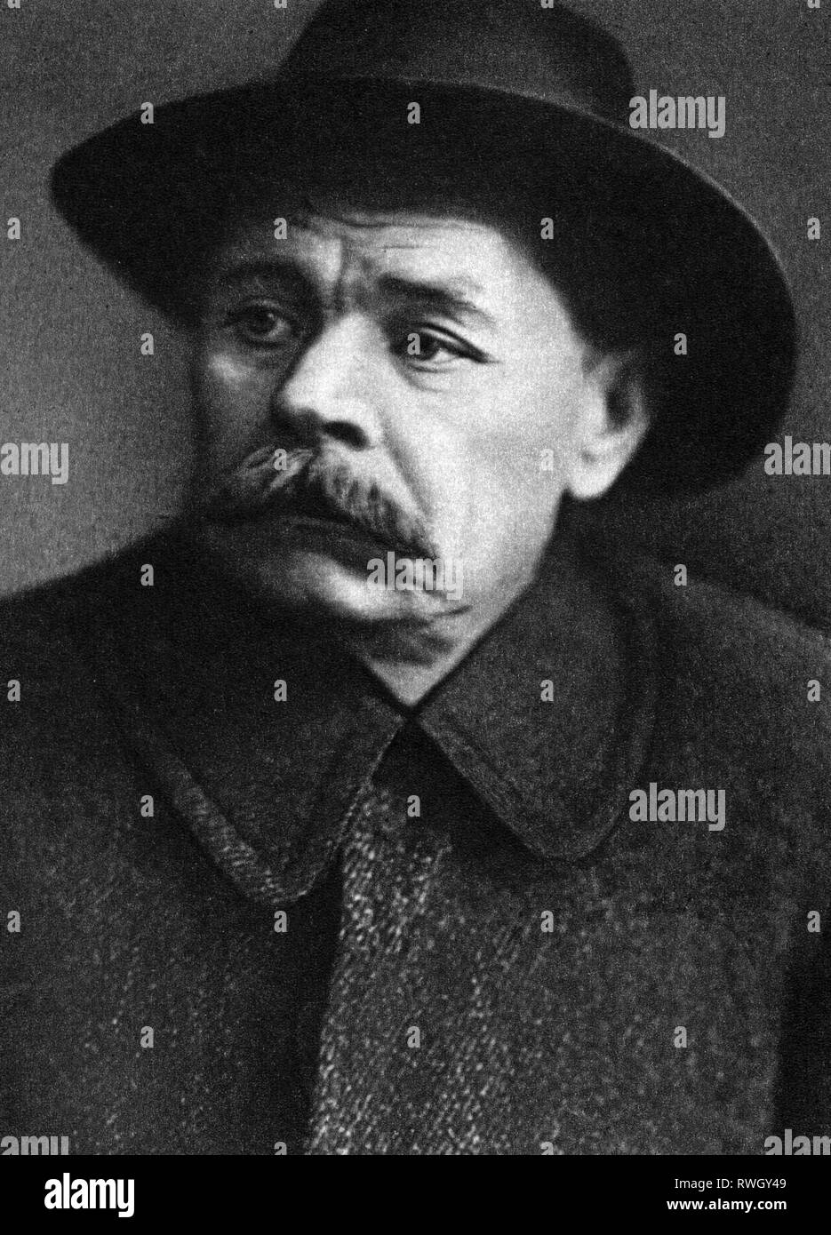Gorky, Maxim, 28.3.1868 - 18.6.1936, Russian author / writer, portrait, 1922, Additional-Rights-Clearance-Info-Not-Available Stock Photo