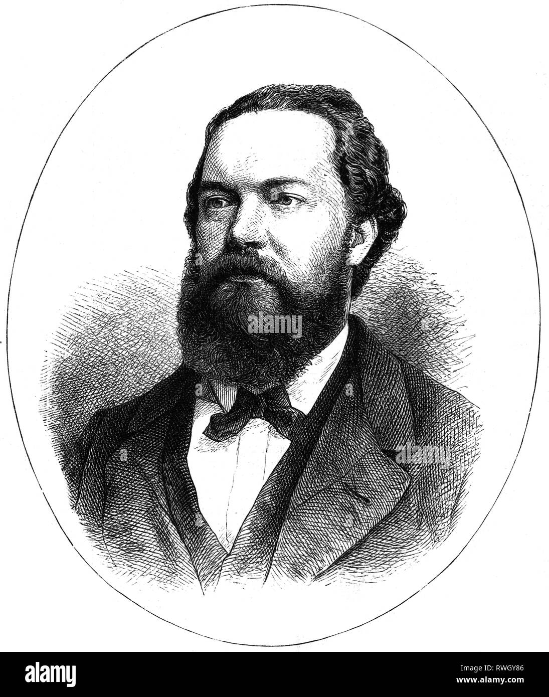 Richter, Eugene, 30.7.1838 - 10.3.1906, German journalist and politician, portrait, wood engraving, circa 1885, Artist's Copyright has not to be cleared Stock Photo
