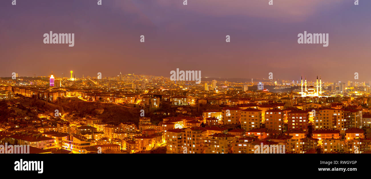 Ankara/Turkey-March 02 2019: Panoramic Ankara view with Kocatepe Mosque ...