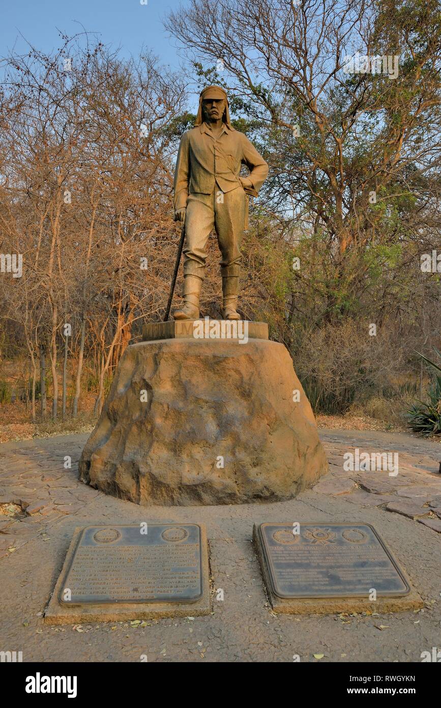 Livingstone, David, 19.3.1813 - 8.5.1873, British discoverer and missionary, statue, Simbabwe, Africa, Additional-Rights-Clearance-Info-Not-Available Stock Photo