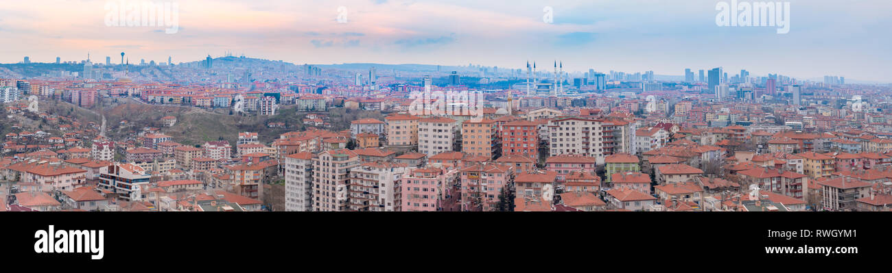 Ankara/Turkey-March 02 2019: Panoramic Ankara view with Kocatepe Mosque ...