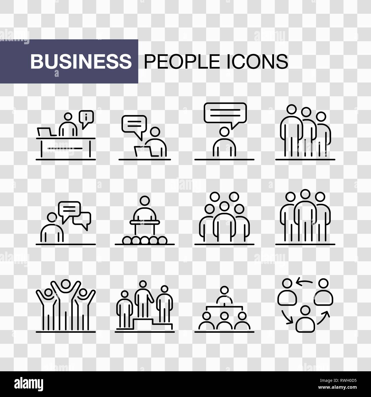 Business people icons set simple line flat illustration isolated Stock ...