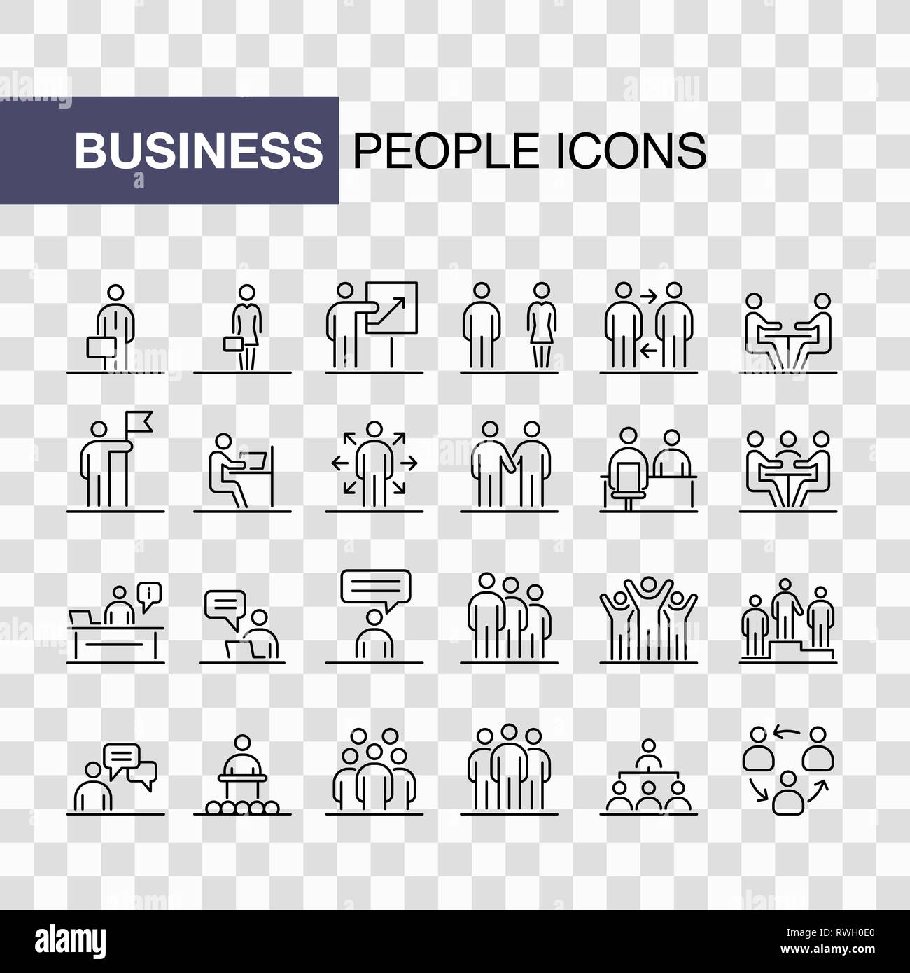 Business people icons set simple line flat illustration isolated Stock ...
