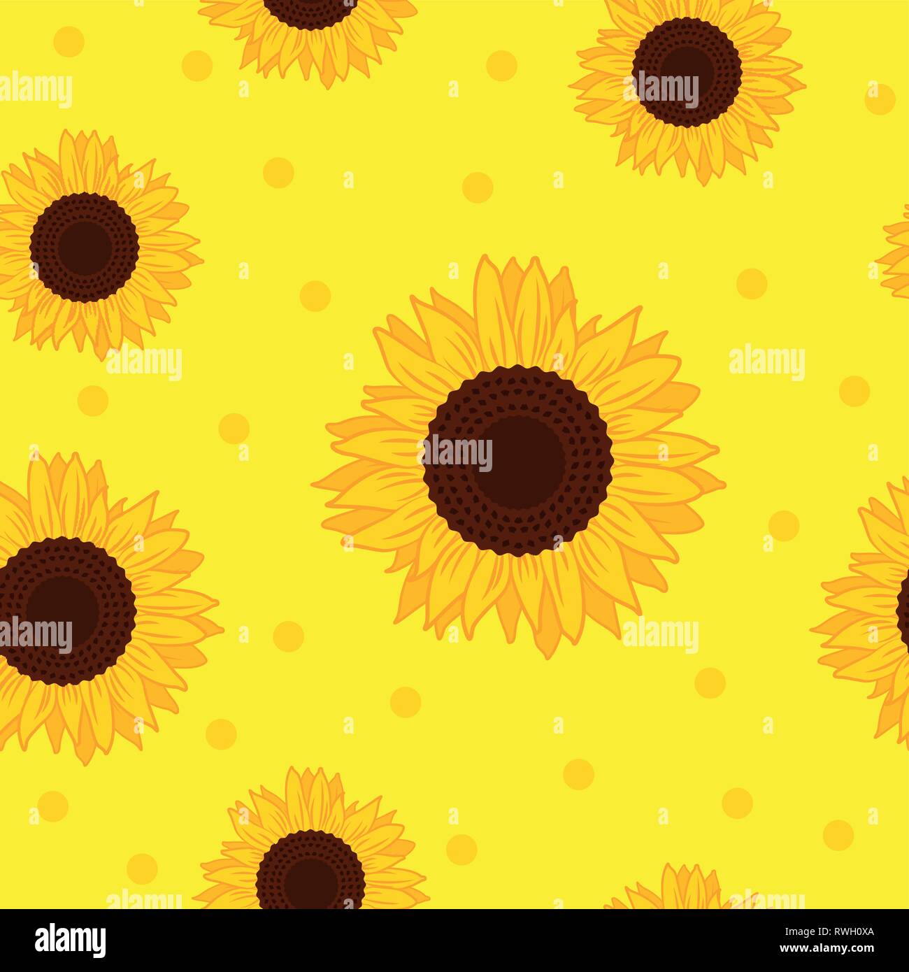 seamless pattern yellow sunflower background vector illustration EPS10 Stock Vector