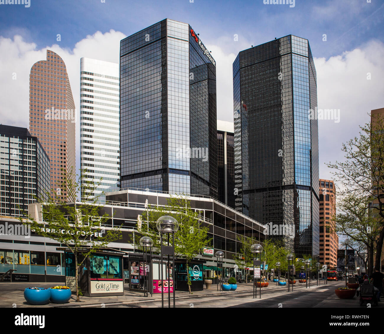DENVER, COLORADO APRIL 30. 2018 View of modern office buildings in
