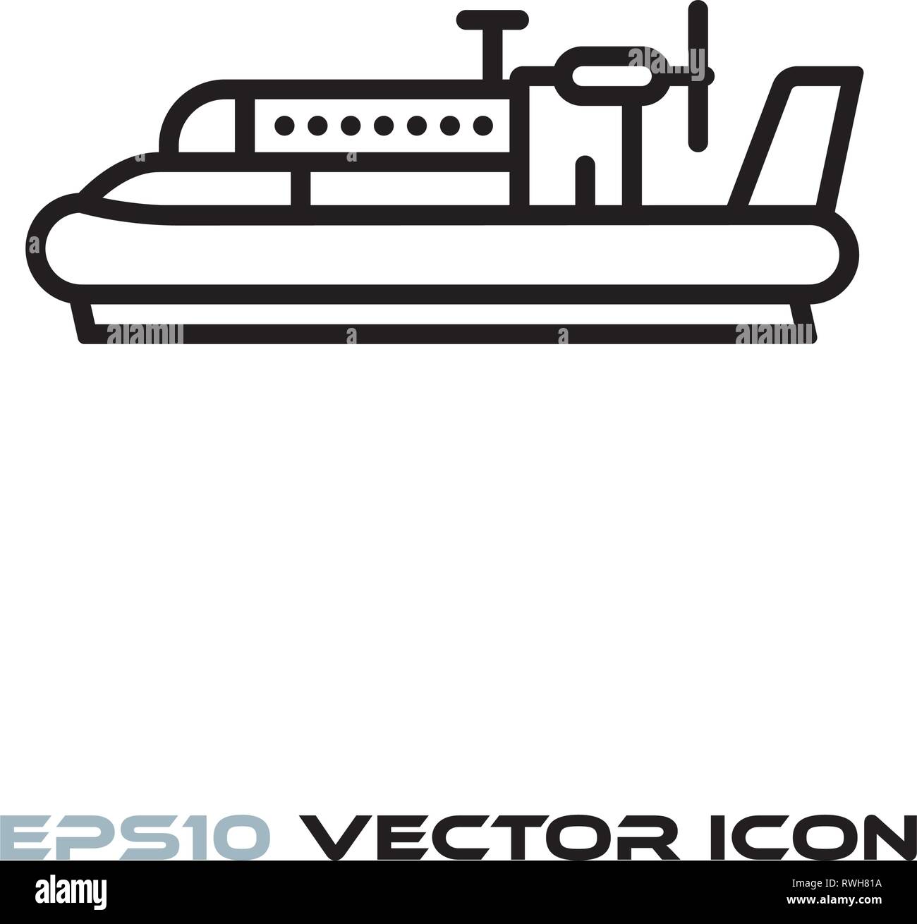 Vintage hovercraft flat line icon vector illustration Stock Vector
