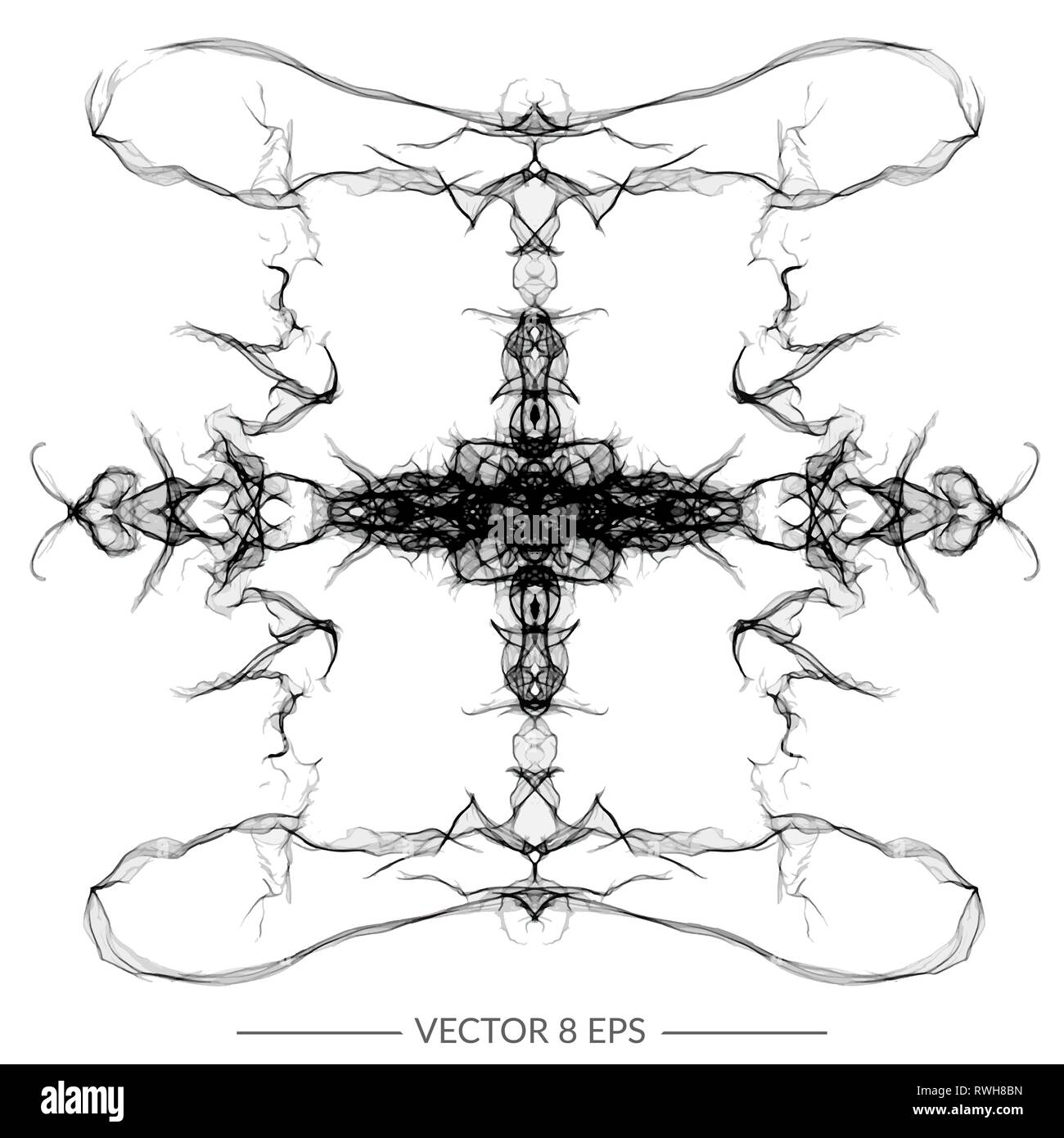 Beautiful symmetry vector figure. Hand drawn linear abstract pattern ...