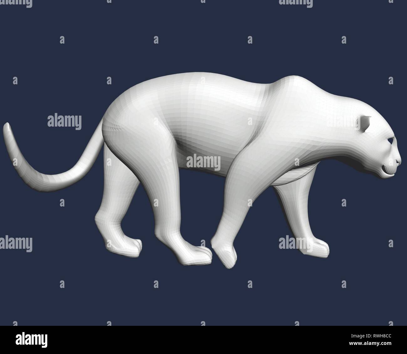 Polygonal white leopard. 3D. Leopard slowly goes Stock Vector