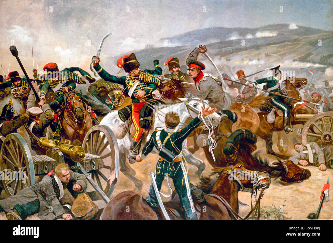 The Relief of the Light Brigade, Richard Caton Woodville, Junior, Battle of Balaclava painting, 1897 Stock Photo