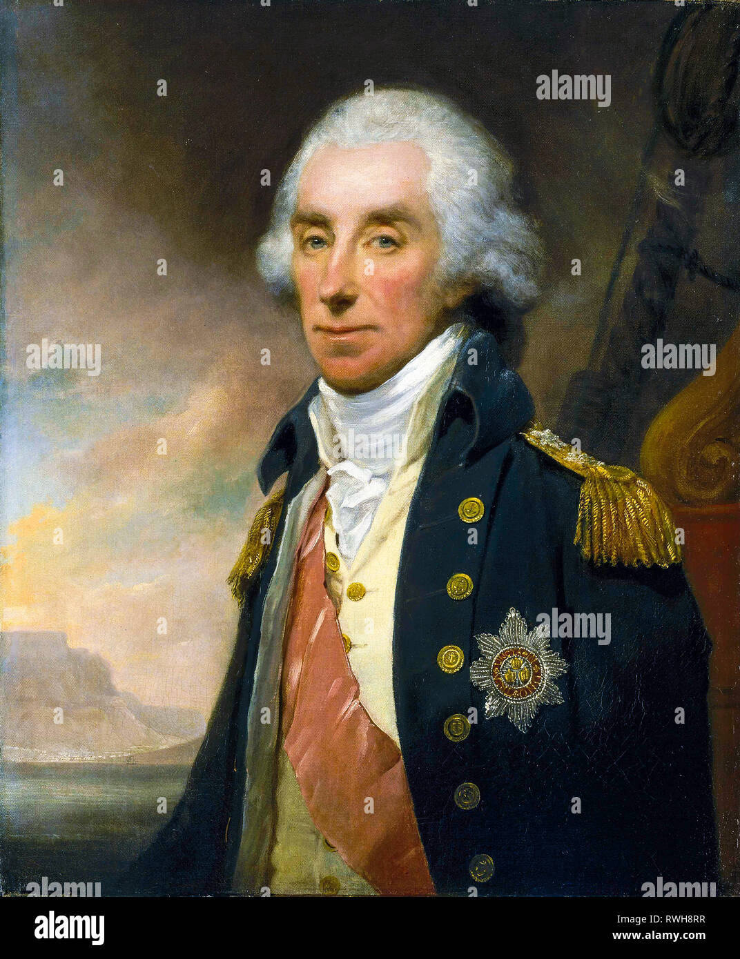 Admiral Lord George Keith Elphinstone, 1st Viscount Keith (1746-1823), portrait painting, c. 1799 by William Owen Stock Photo