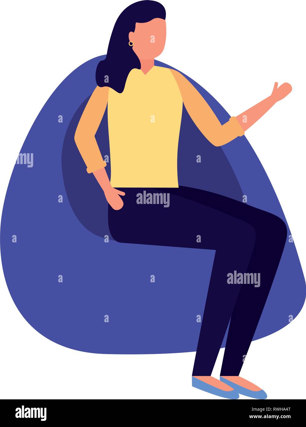 woman sitting on beanbag chair Stock Vector Image & Art - Alamy