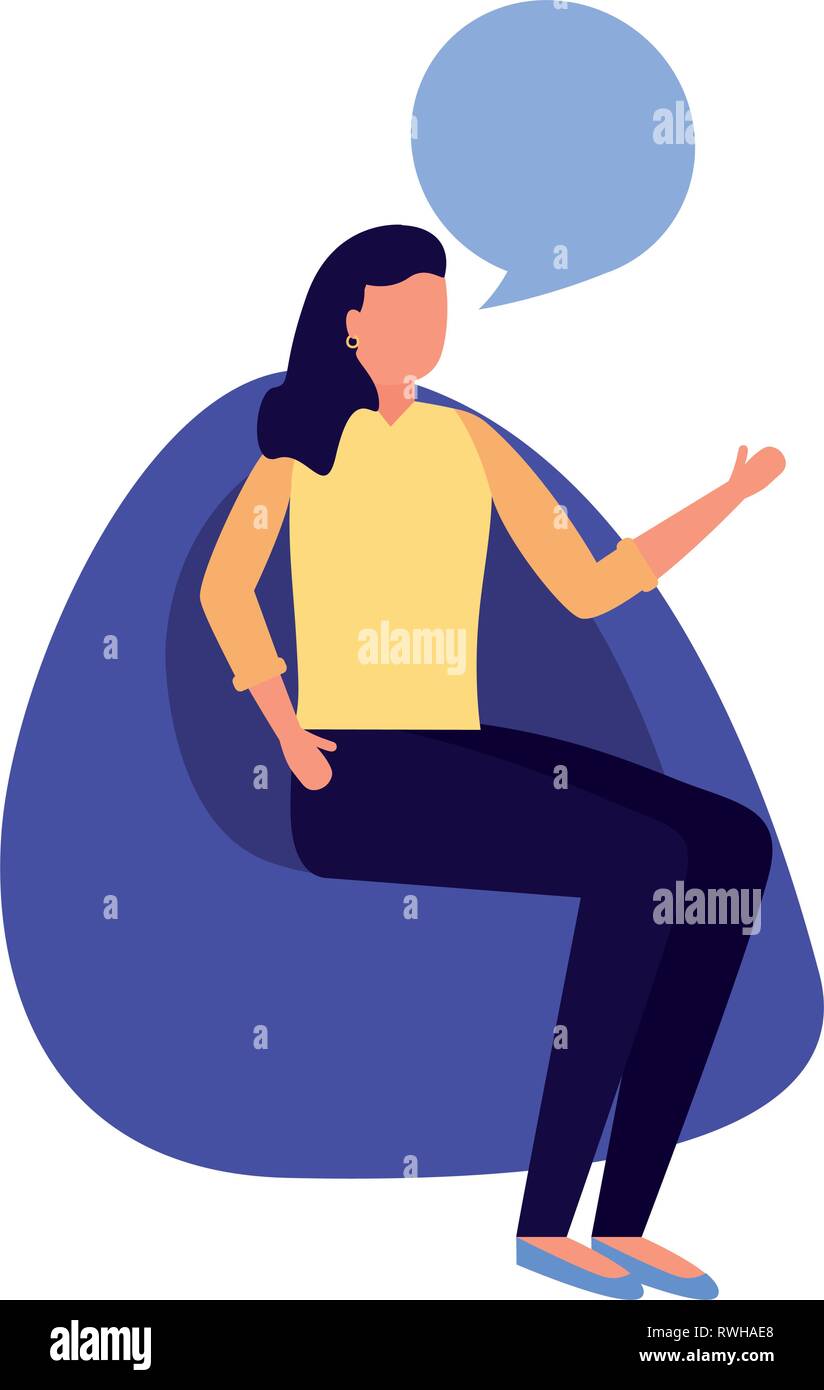 woman sitting on beanbag chair Stock Vector Image & Art - Alamy