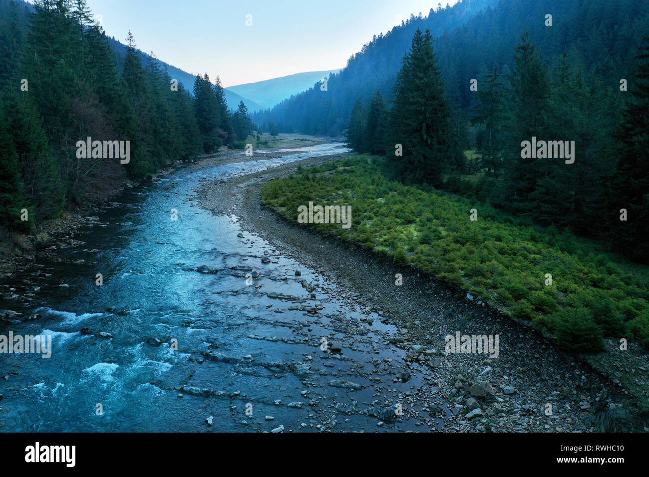 Picturesque mountain river close up. Carpathian mountains Stock Photo
