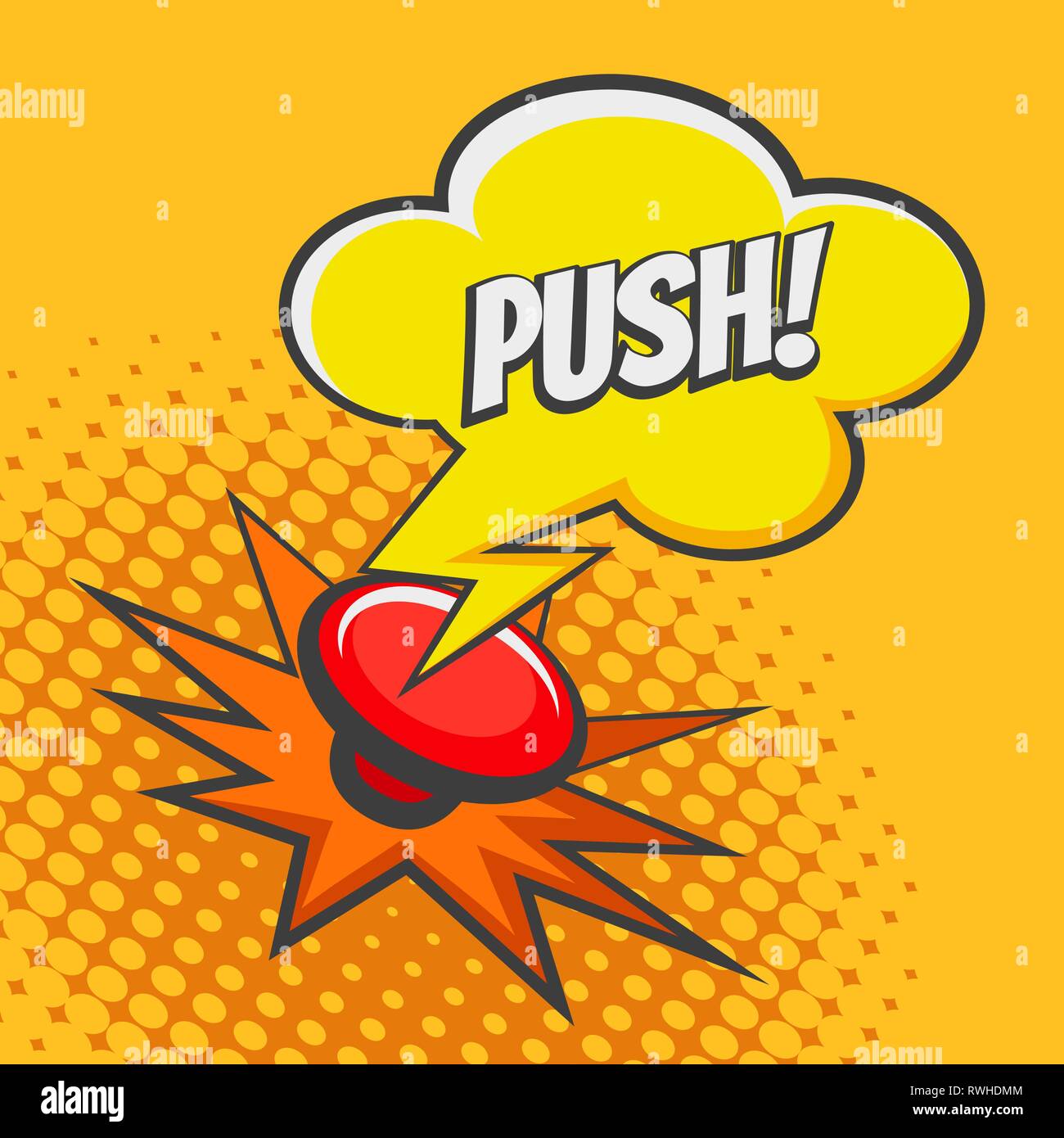 Photo Panic red button pop art vector illustration