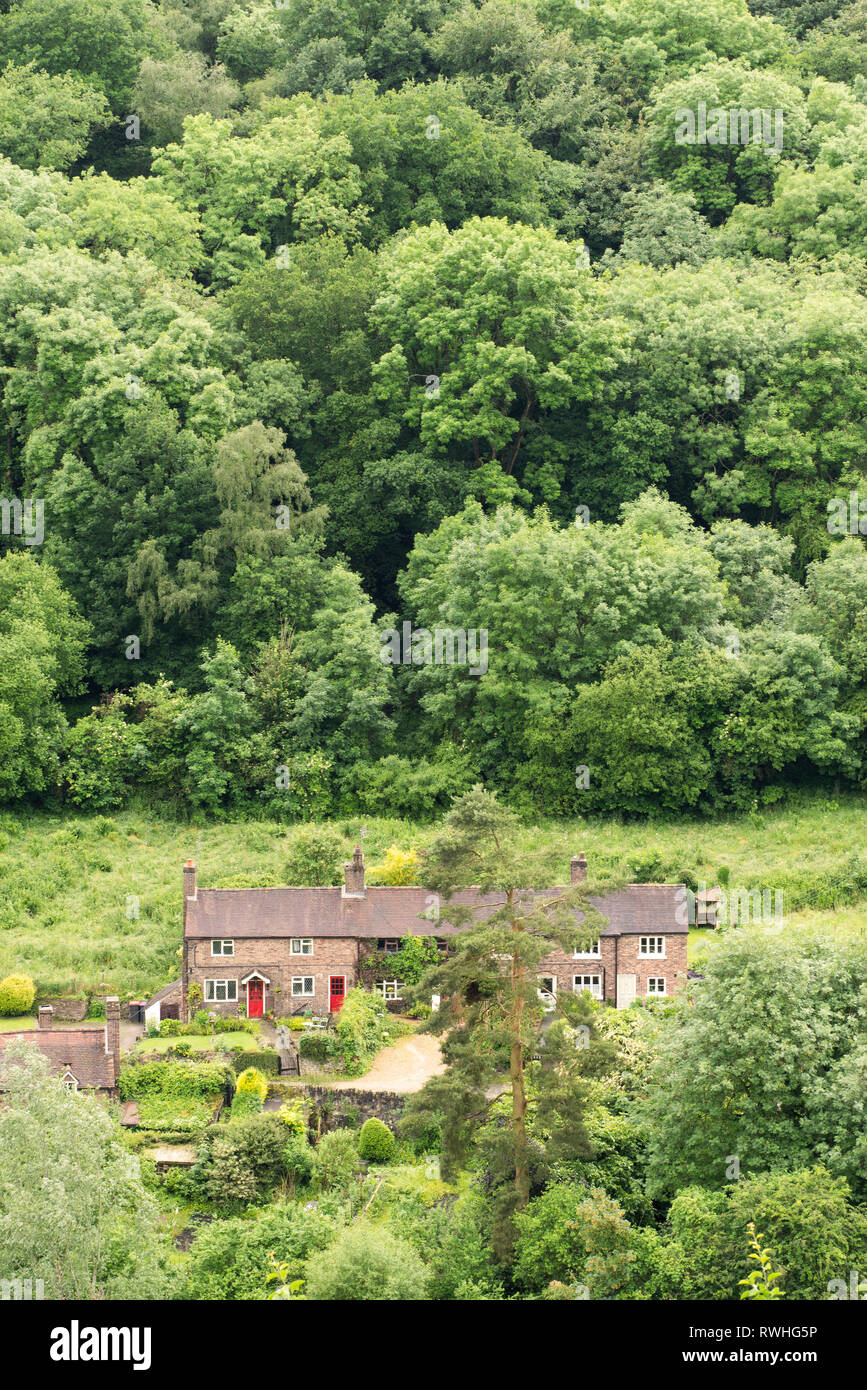 Cottages beside the River Severn at Ironbridge in Shropshire, England