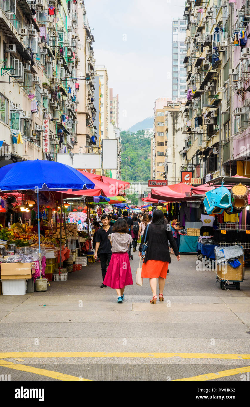 Fa Yuen Street Market in Mong Kok, Hong Kong. Stock Photo