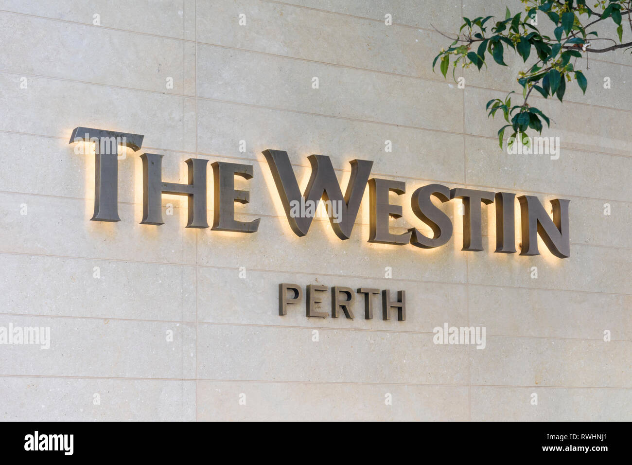 Westin Hotel sign, Perth, Western Australia Stock Photo