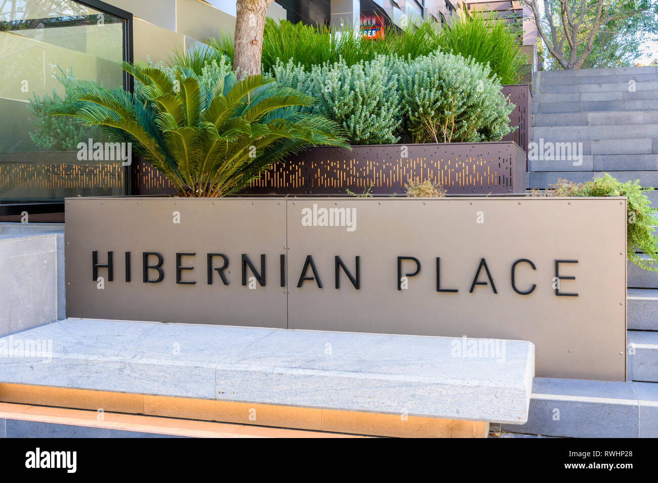 Hibernian Place sign, Perth, Western Australia Stock Photo