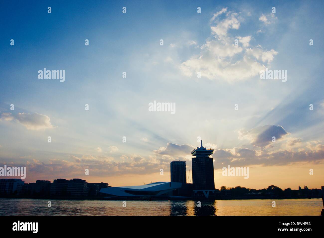 Sunrise-morning in Amsterdam, Netherland Stock Photo