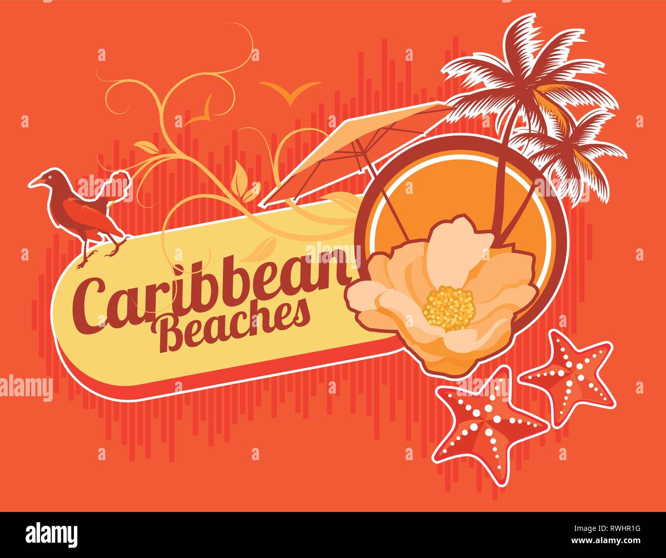 Caribbean Beaches Stock Vector