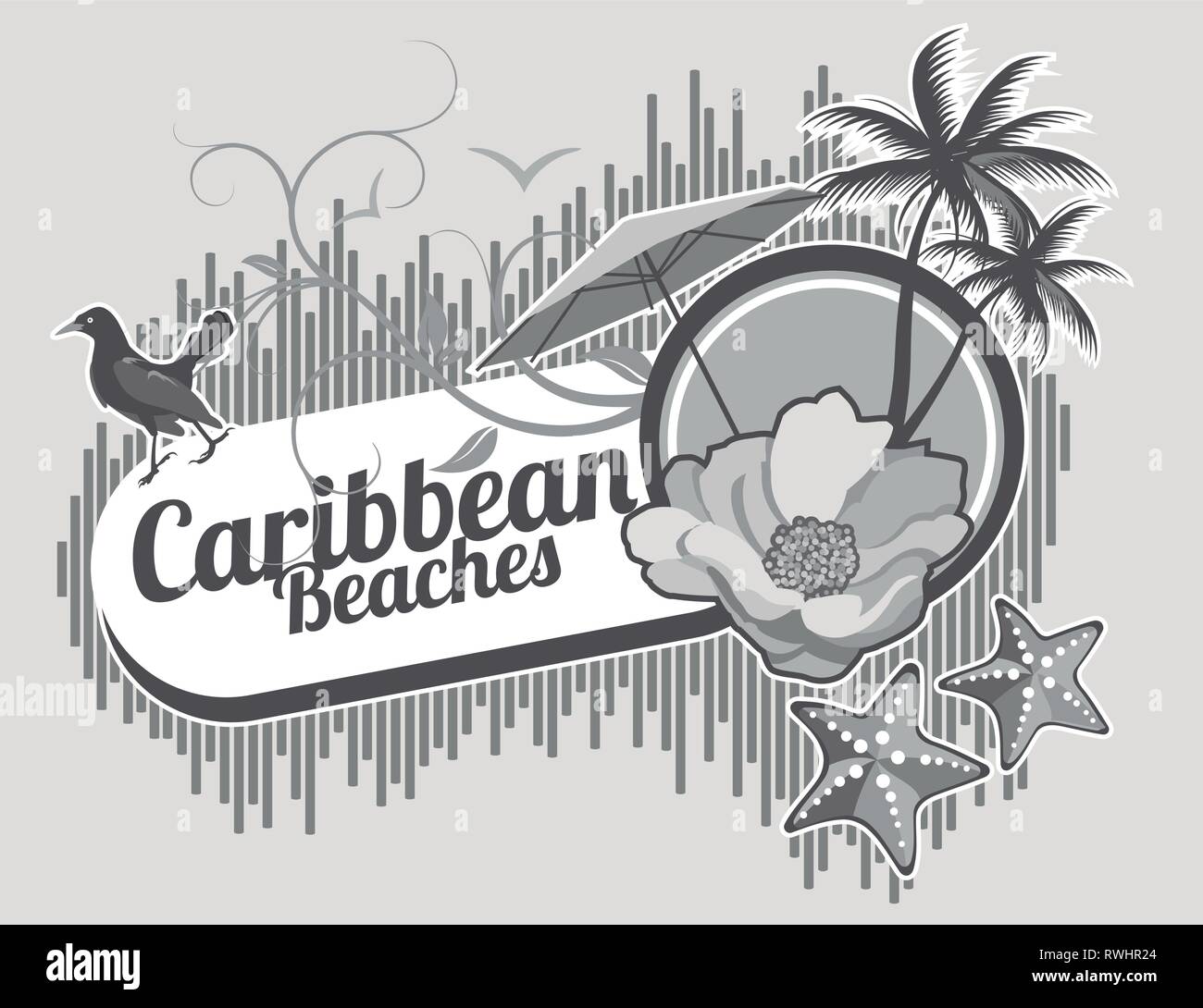 Caribbean Beaches Stock Vector