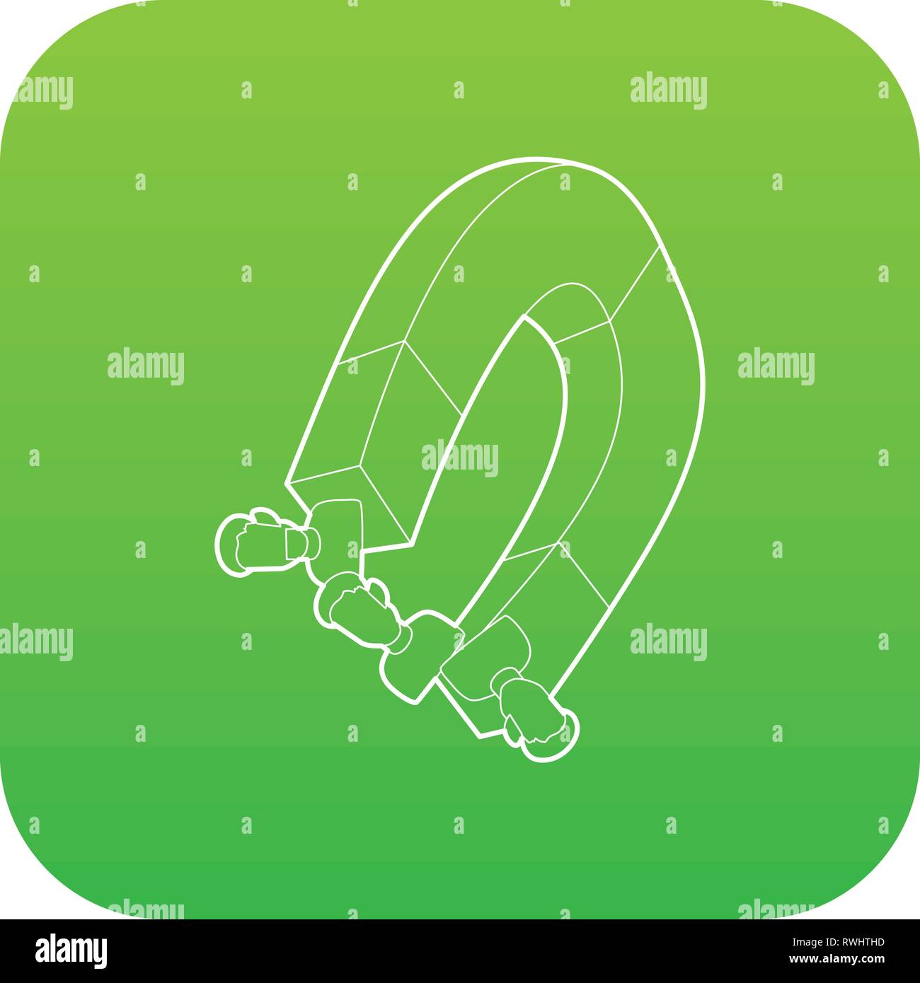 Magnet draws to itself different people icon green vector Stock Vector