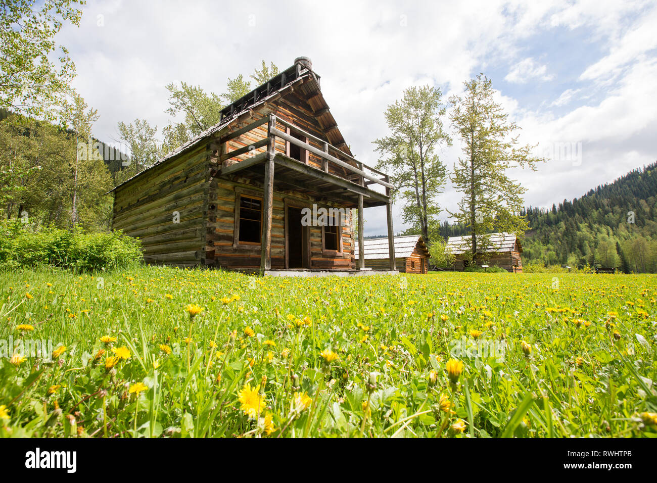 Old buildings at the ghost town of Quesnel Forks, British Columbia, Canada Stock Photo