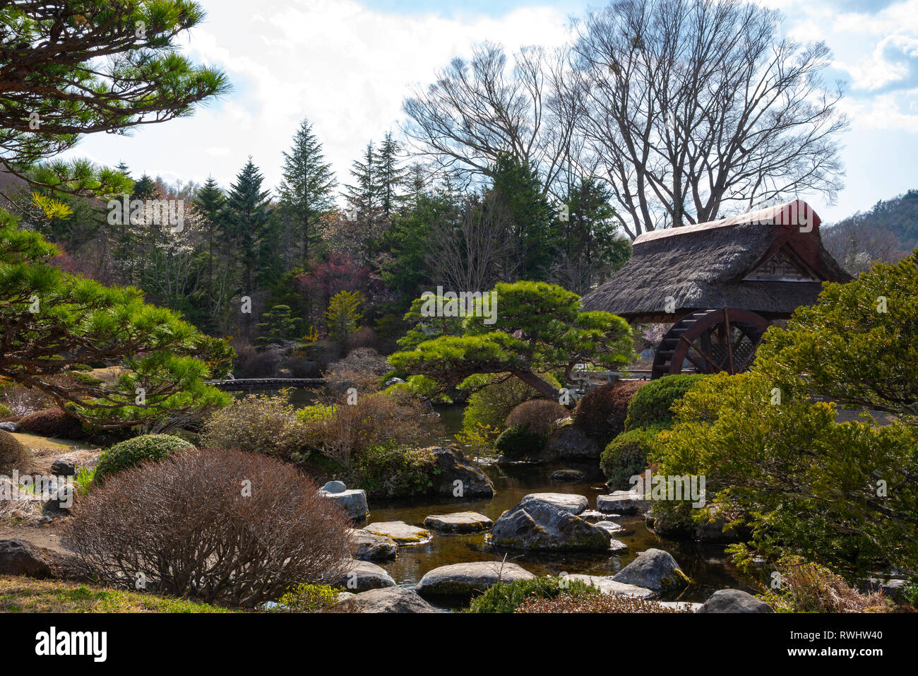 Traditional House Spring Garden At Ancient Oshino Hakkai Village