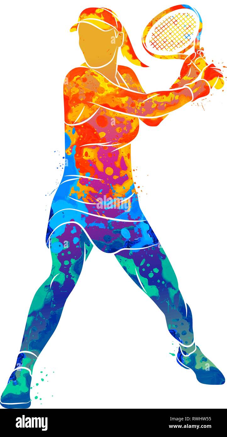 Abstract tennis player with a racket from splash of watercolors Stock  Vector Image & Art - Alamy