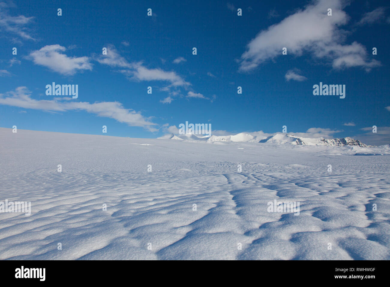 View over Vatnajoekull, Water Glacier, one of the greatest in Europe.  Vatnajoekull National Park, Iceland Stock Photo