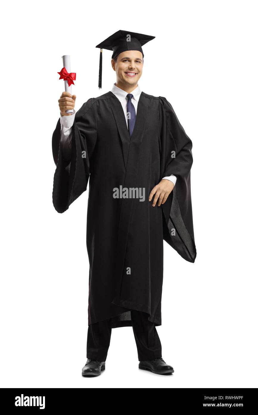 Young man with graduation cap and gown and diploma Stock Photo - Alamy