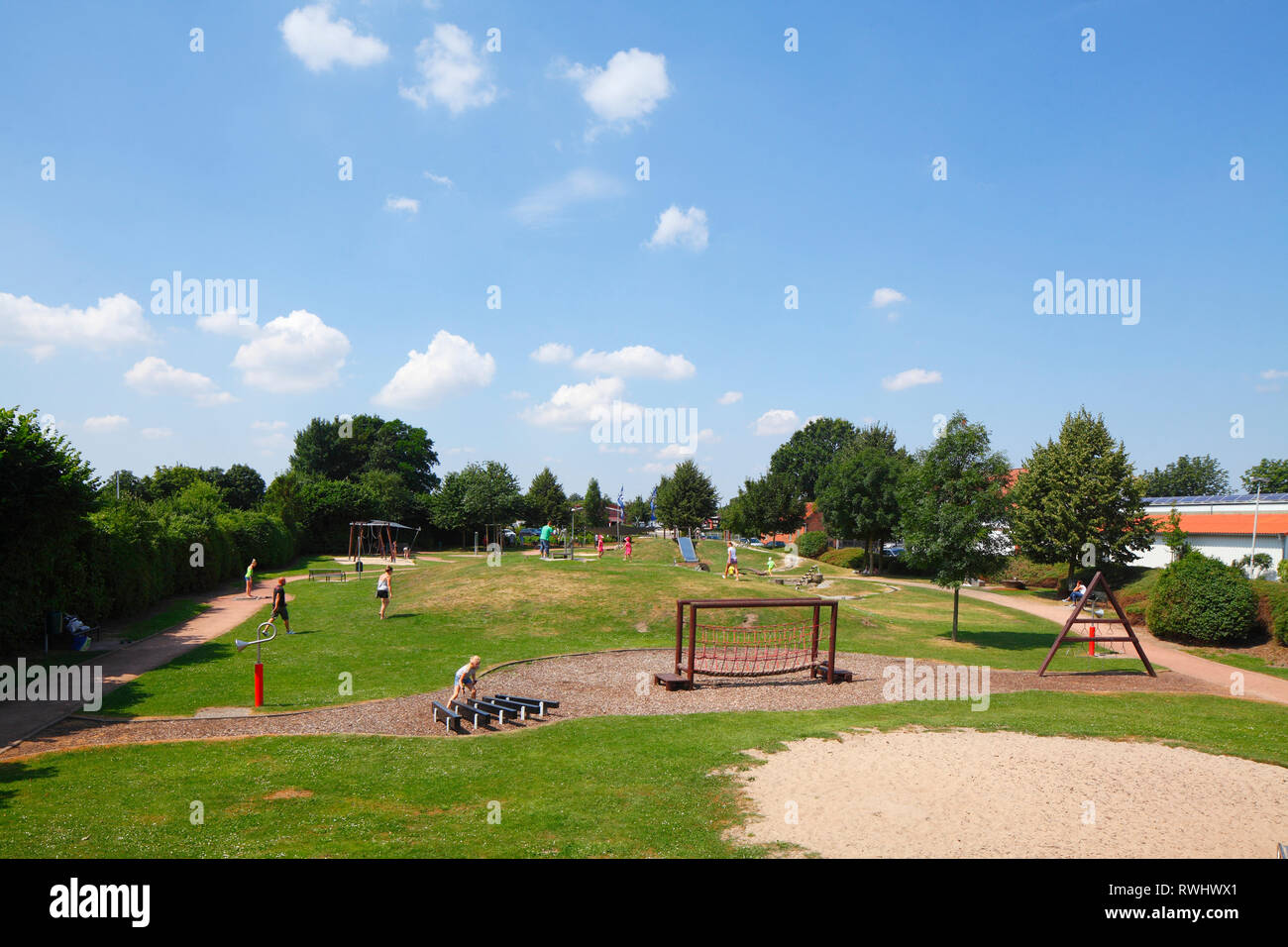 Playground in Vilsen, Bruchhausen-Vilsen, Lower Saxony, Germany, Europe Stock Photo