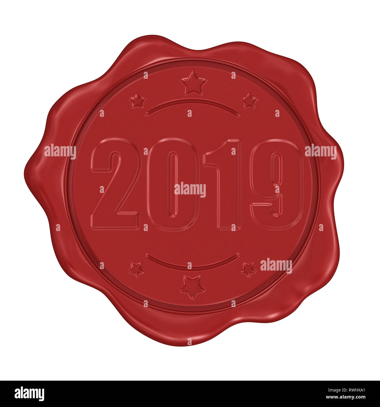 Wax Stamp 2019.  Image with clipping path Stock Photo