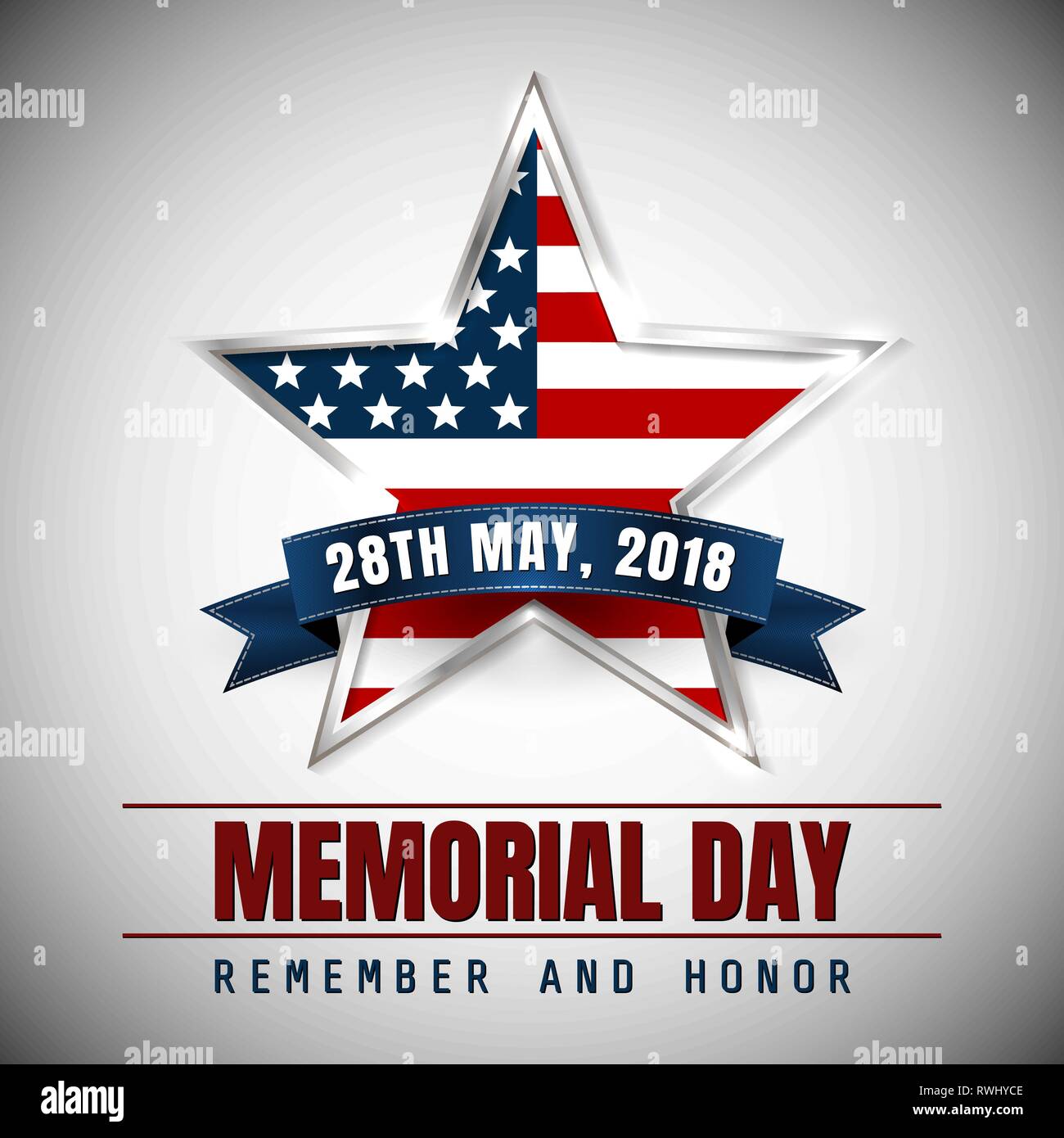 Memorial Day with star in national flag colors Stock Vector Image & Art ...