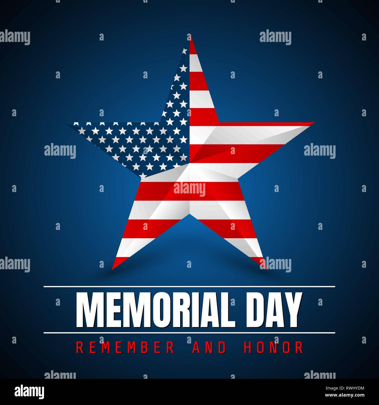 Memorial Day with star in national flag colors Stock Vector Image & Art