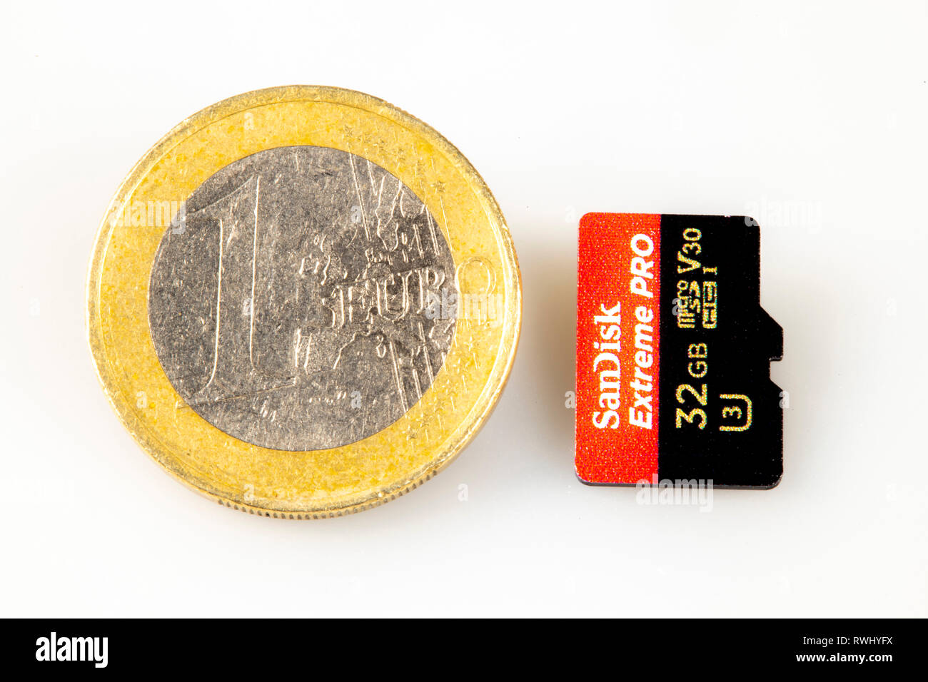 Memory cards, for digital cameras, Micro SD Card, size comparison coin  Stock Photo - Alamy